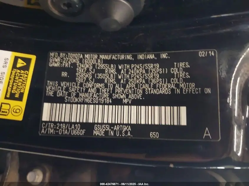 2014 TOYOTA HIGHLANDER LIMITED V6
