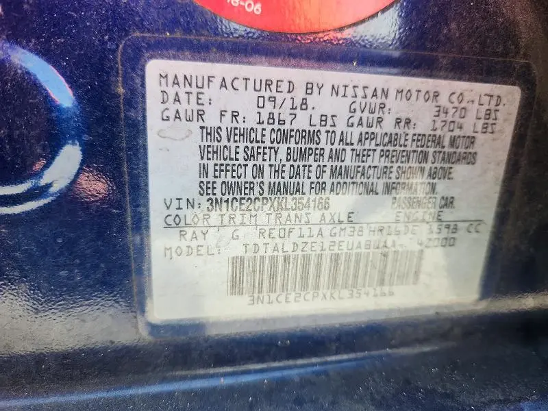 2019 NISSAN VERSA NOTE SV  