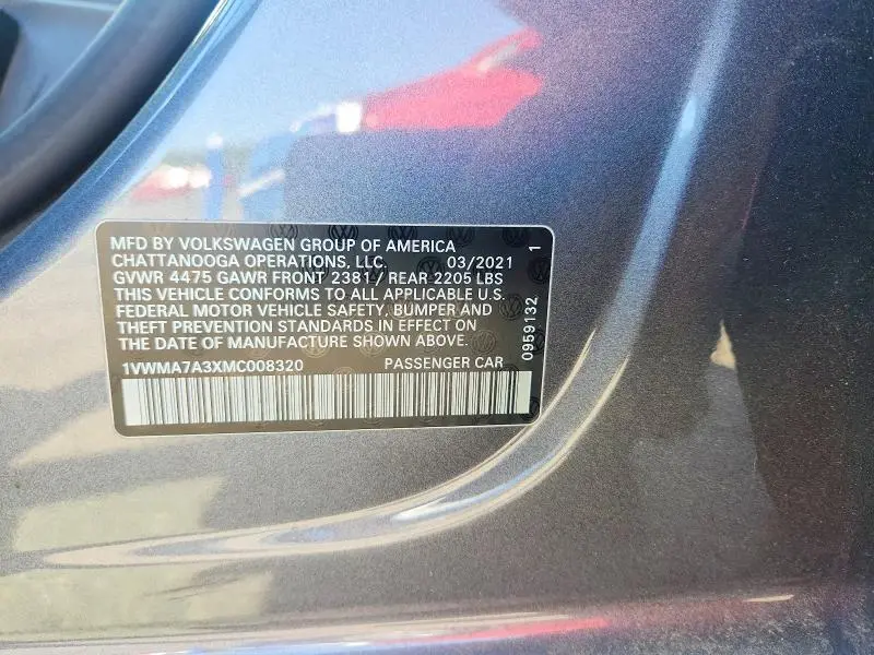 2021 VOLKSWAGEN PASSAT R-LINE  
