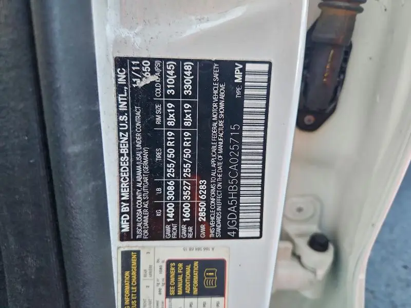 2012 MERCEDES-BENZ ML 350 4MATIC  