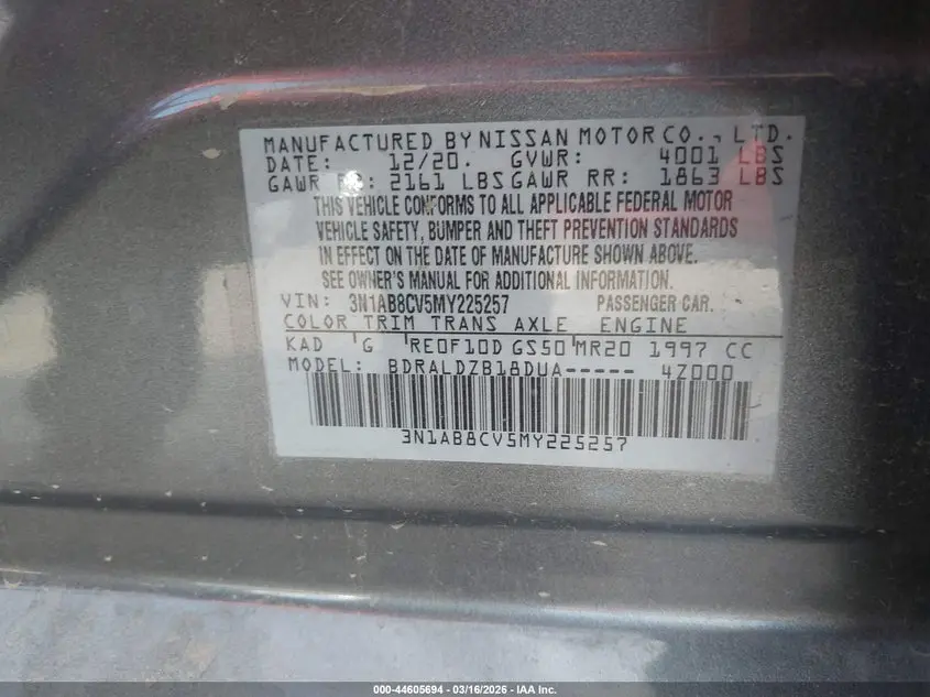 2021 NISSAN SENTRA SV XTRONIC CVT