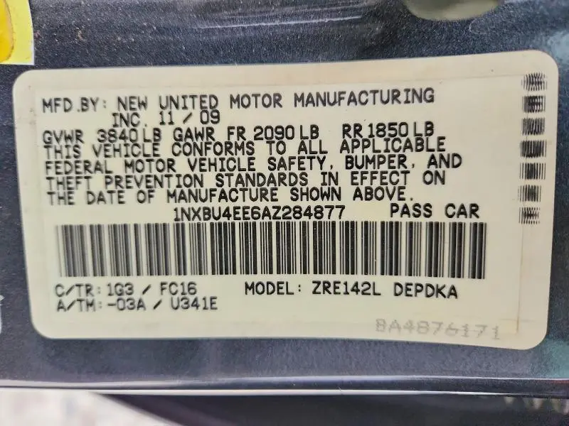 2010 TOYOTA COROLLA BASE  