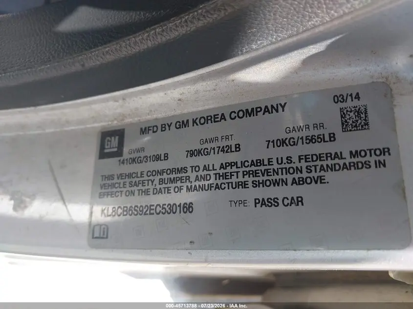 2014 CHEVROLET SPARK LS AUTO