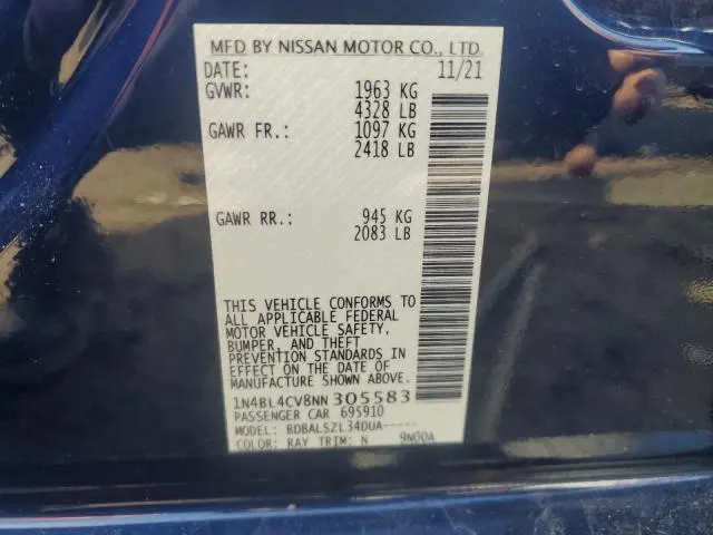 2022 NISSAN ALTIMA SR  