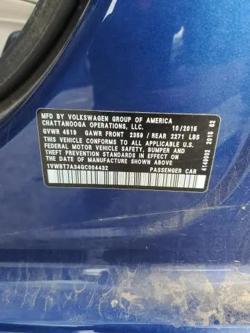 2016 VOLKSWAGEN PASSAT SE  