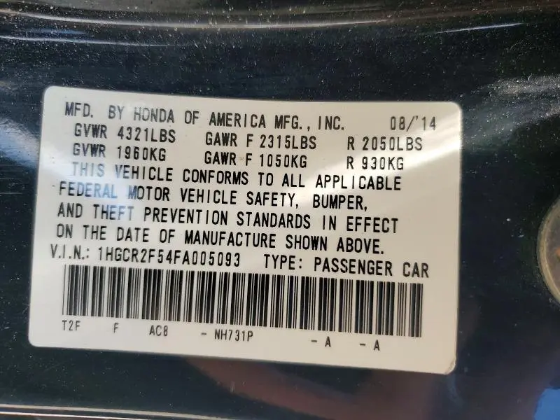2015 HONDA ACCORD SPORT  