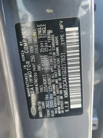 2016 HYUNDAI TUCSON LIMITED  