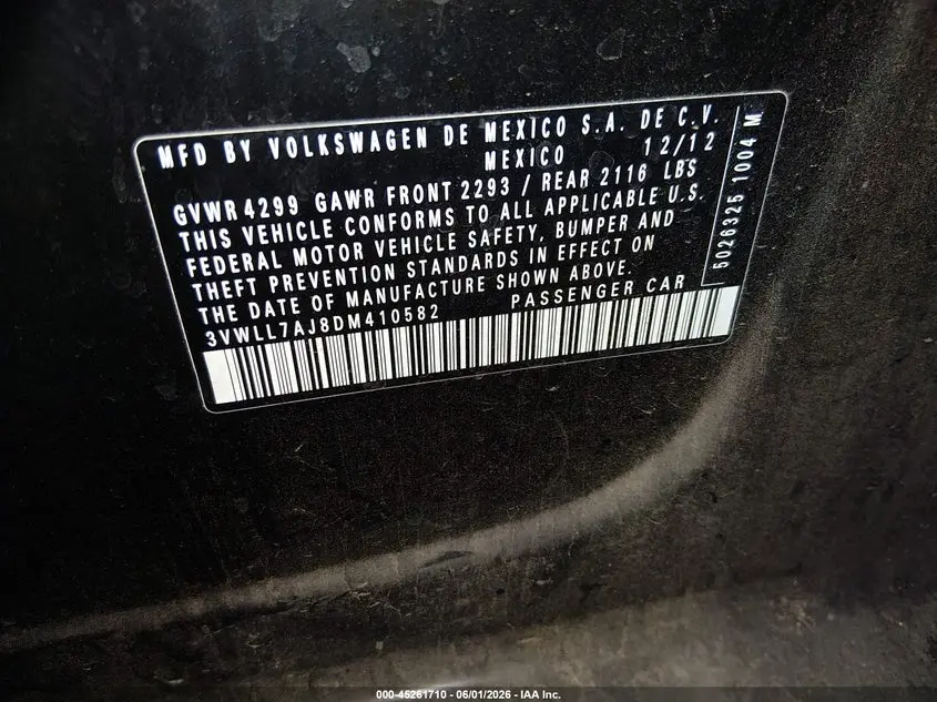 2013 VOLKSWAGEN JETTA 2.0L TDI