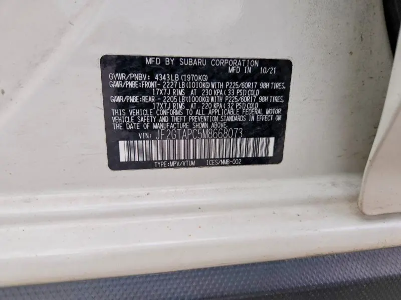 2021 SUBARU CROSSTREK PREMIUM  