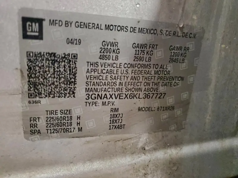 2019 CHEVROLET EQUINOX LT  