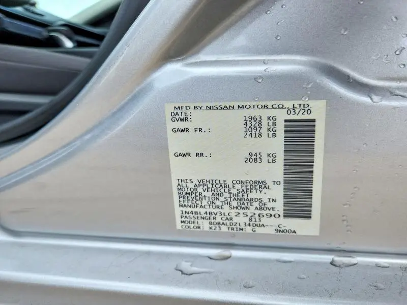 2020 NISSAN ALTIMA S  