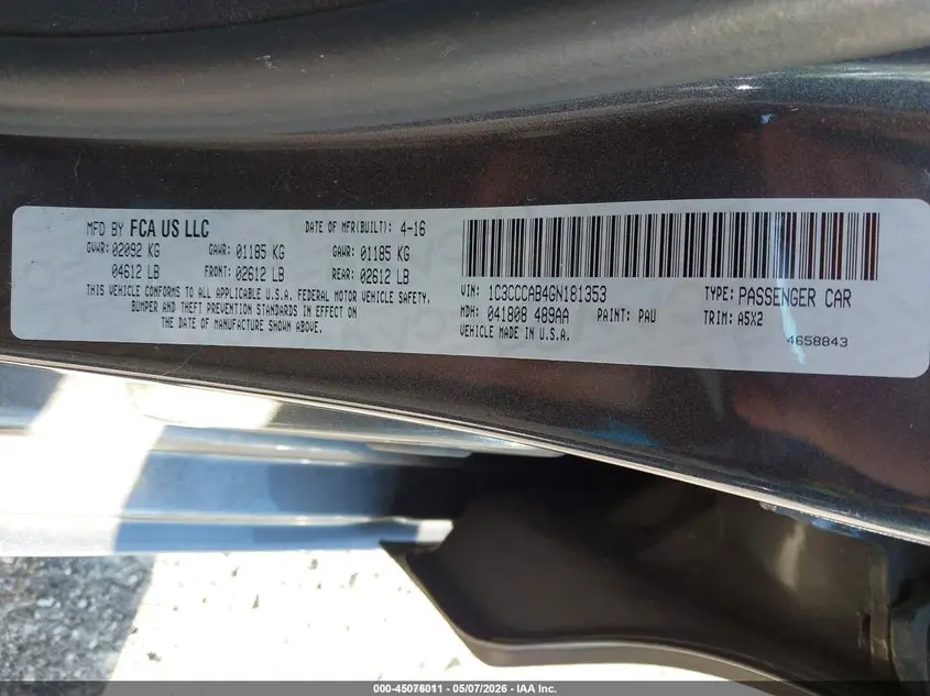 2016 CHRYSLER 200 LIMITED