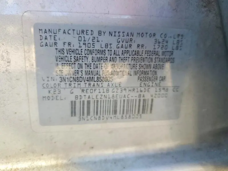 2021 NISSAN VERSA S  
