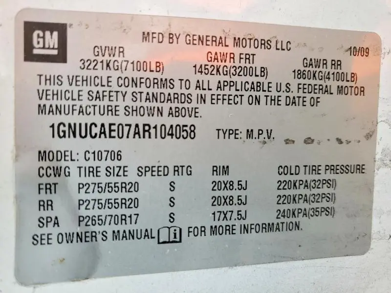 2010 CHEVROLET TAHOE C1500 LS  