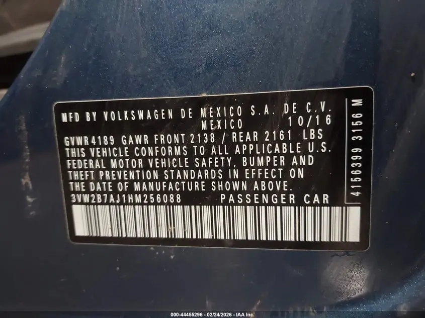2017 VOLKSWAGEN JETTA 1.4T S