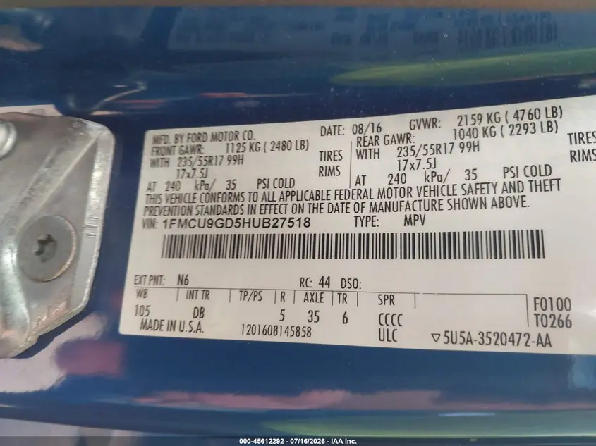 2017 FORD ESCAPE SE