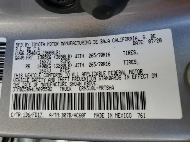 2020 TOYOTA TACOMA DOUBLE CAB  