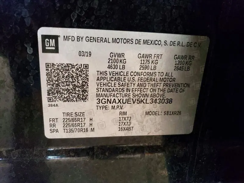2019 CHEVROLET EQUINOX LT  
