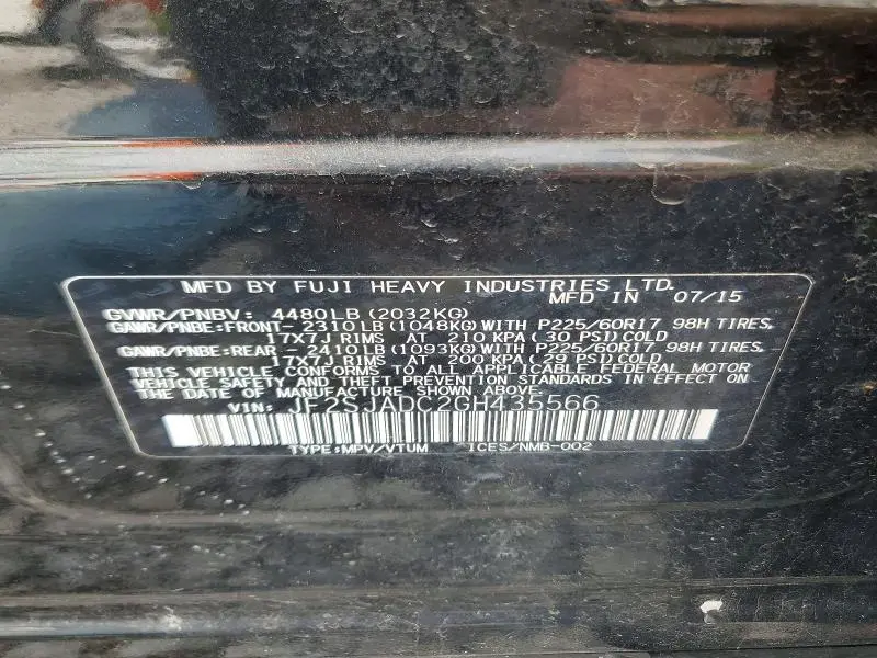 2016 SUBARU FORESTER 2.5I PREMIUM  