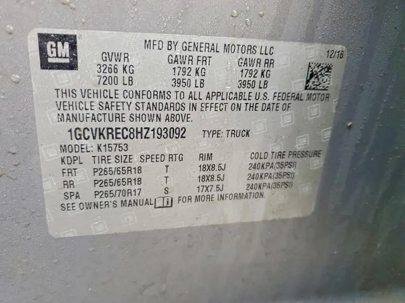2017 CHEVROLET SILVERADO K1500 LT  
