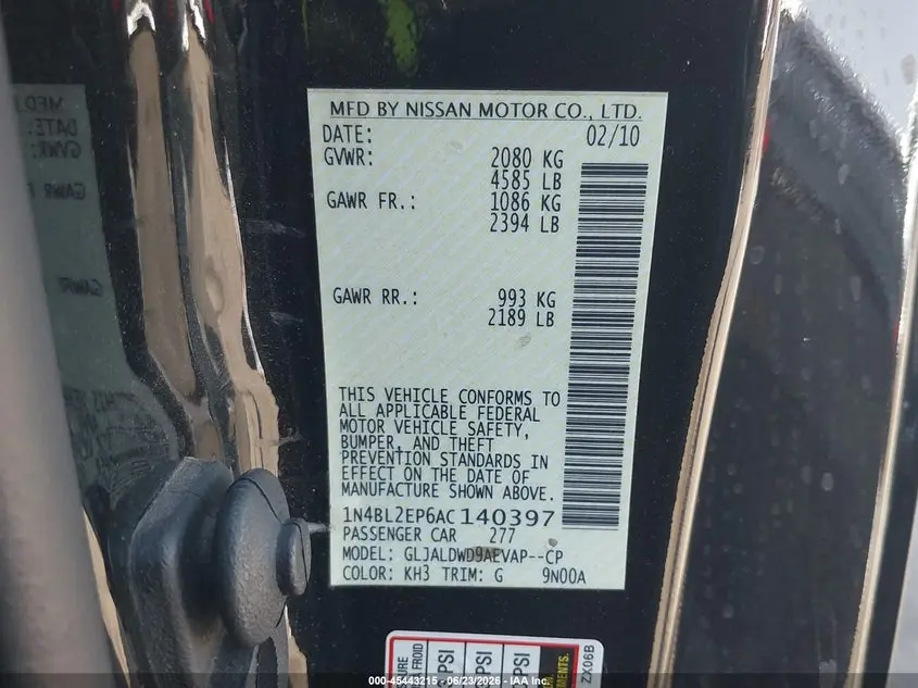 2010 NISSAN ALTIMA 3.5 SR