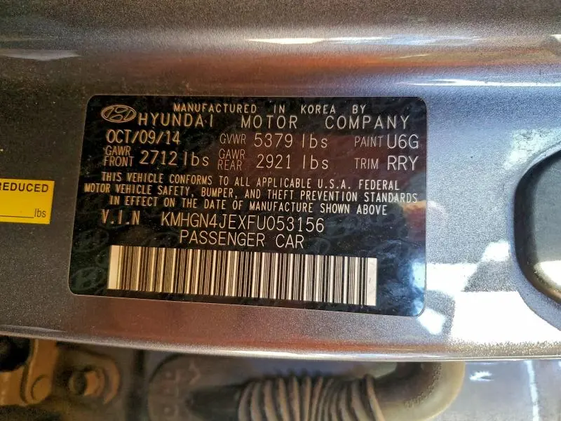 2015 HYUNDAI GENESIS 3.8L  