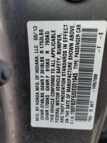 2013 HONDA CIVIC LX  