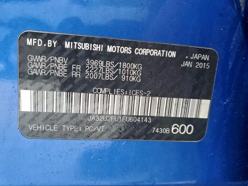 2015 MITSUBISHI LANCER ES  