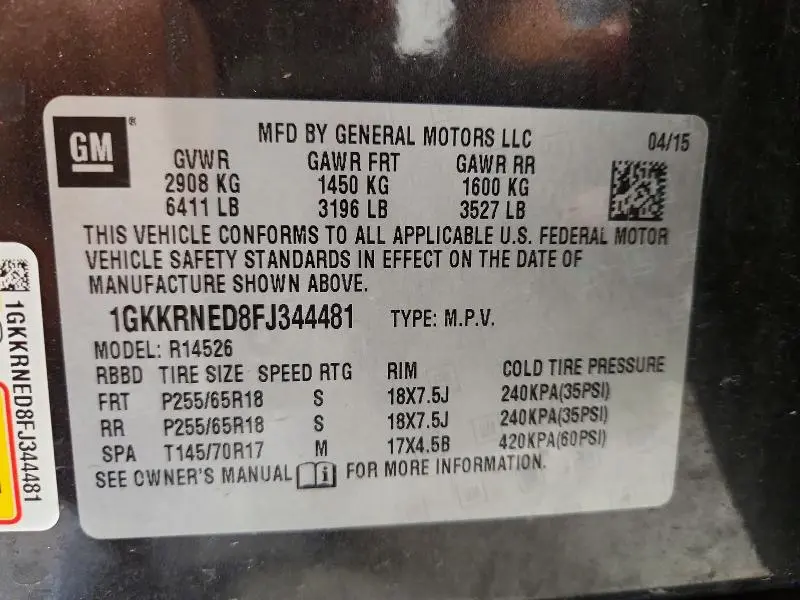 2015 GMC ACADIA SLE  