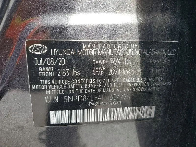 2020 HYUNDAI ELANTRA SEL  