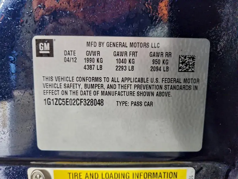 2012 CHEVROLET MALIBU 1LT  