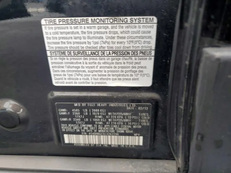 2012 SUBARU OUTBACK 2.5I PREMIUM  