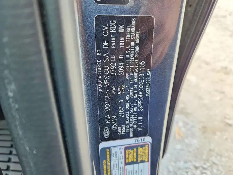 2019 KIA FORTE LXS  