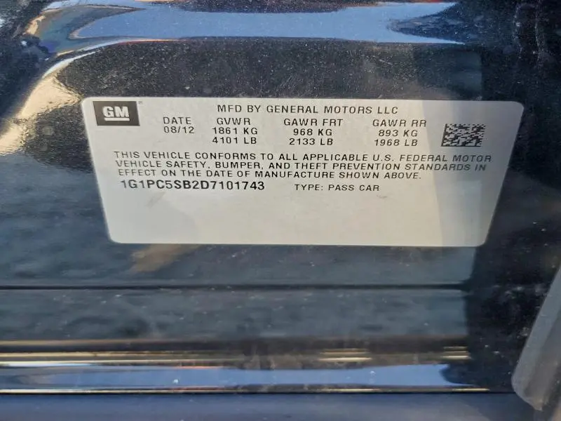 2013 CHEVROLET CRUZE LT  