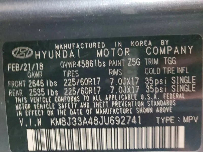 2018 HYUNDAI TUCSON SEL  