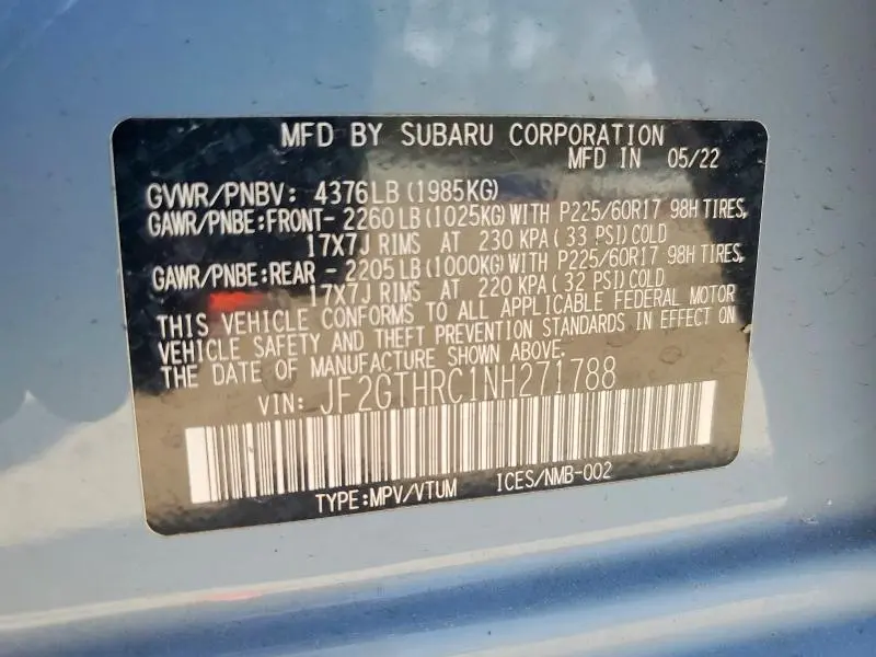 2022 SUBARU CROSSTREK SPORT  