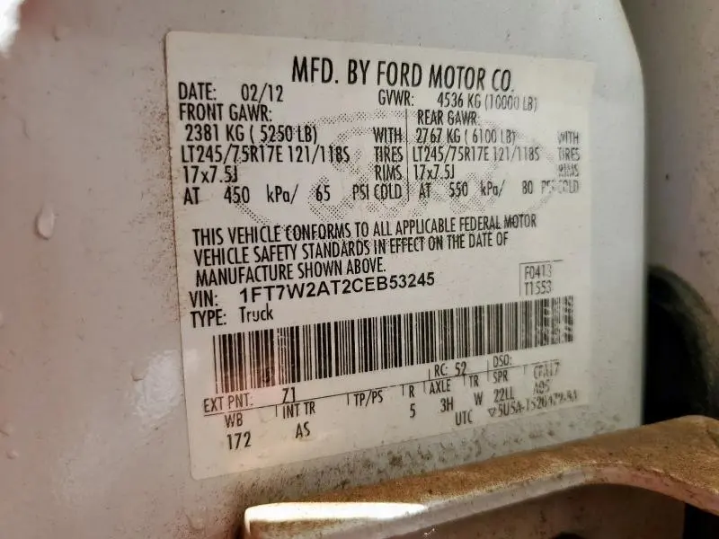 2012 FORD F250 SUPER DUTY  