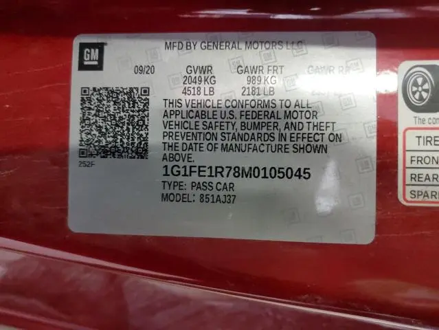 2021 CHEVROLET CAMARO LZ  