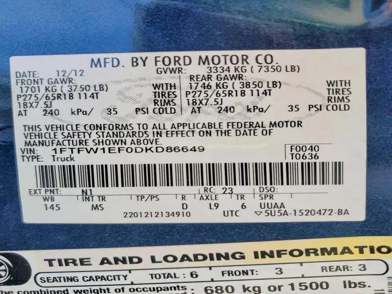 2013 FORD F150 SUPERCREW  