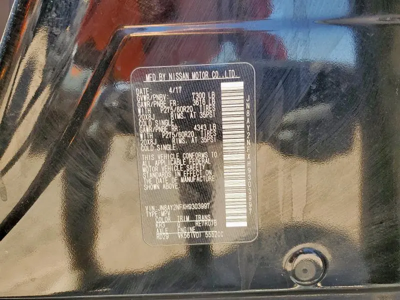 2017 NISSAN ARMADA PLATINUM  