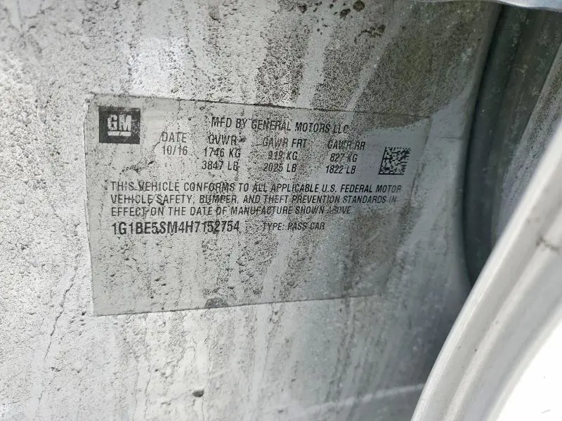 2017 CHEVROLET CRUZE LT  