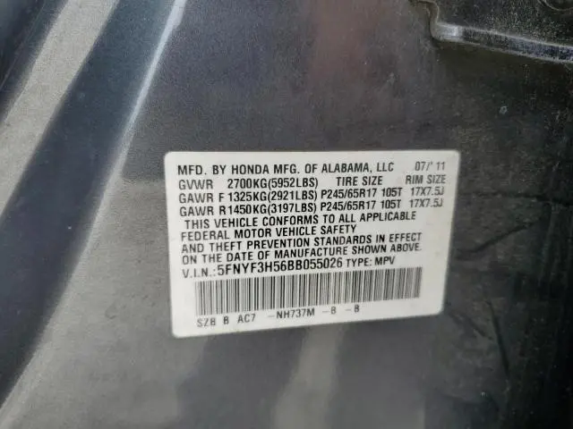 2011 HONDA PILOT EXL  