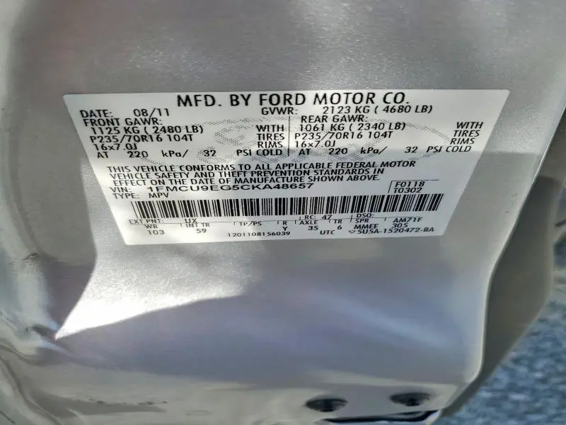 2012 FORD ESCAPE LIMITED  