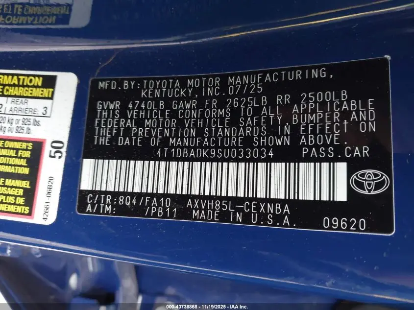 2025 TOYOTA CAMRY LE