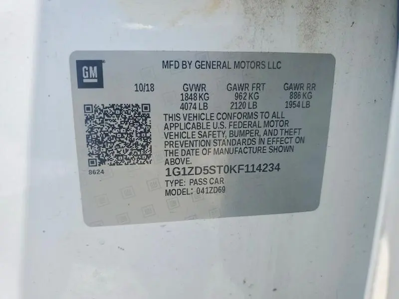 2019 CHEVROLET MALIBU LT  