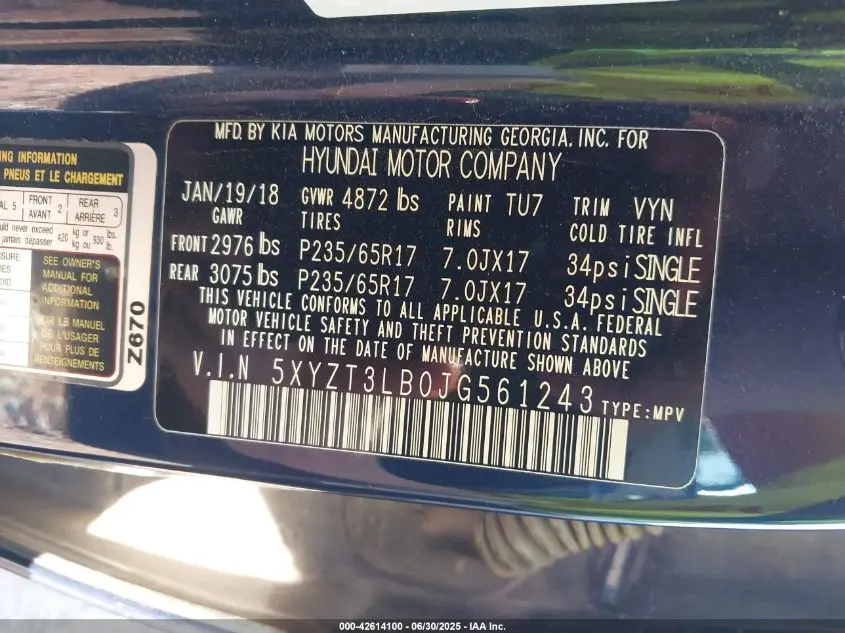 2018 HYUNDAI SANTA FE SPORT 2.4L
