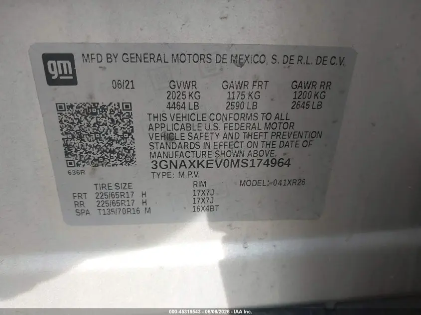 2021 CHEVROLET EQUINOX FWD LT