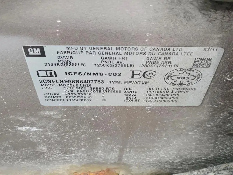 2011 CHEVROLET EQUINOX LT  