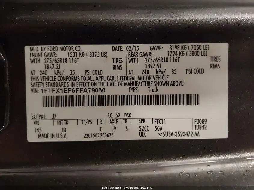2015 FORD F-150 XLT