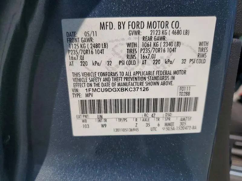 2011 FORD ESCAPE XLT  
